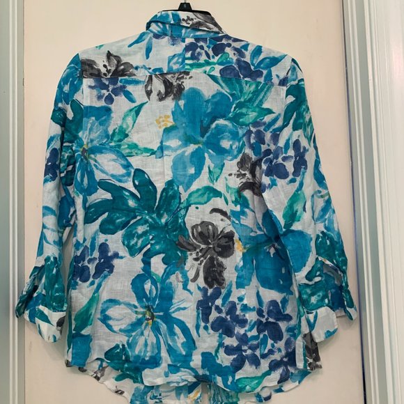 Womens Lauren Ralph Lauren Floral Linen Button-Down Shirt - Picture 3 of 4